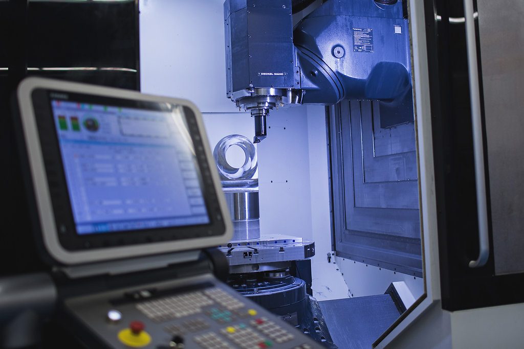 CNC machine control panel on the shop floor